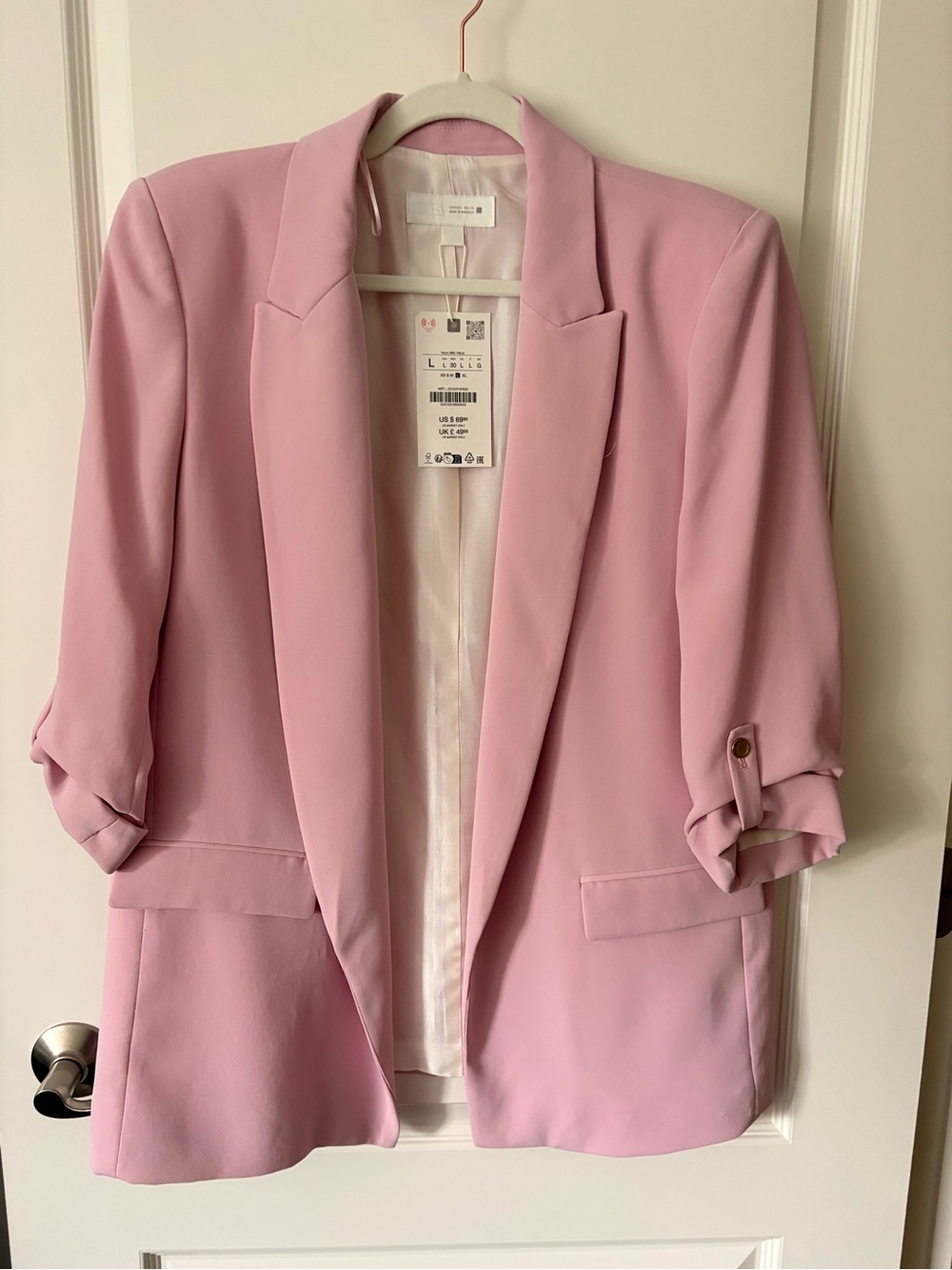 Zara Light Pink Tailored Blazer